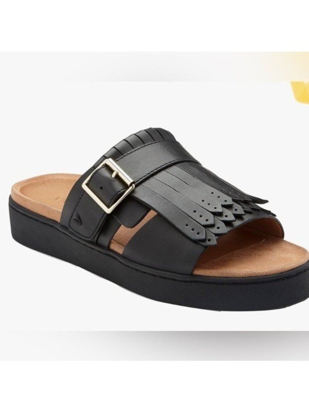 Vionic Black Fringe Buckle leather  Sandals Fillmore size 9 NEW